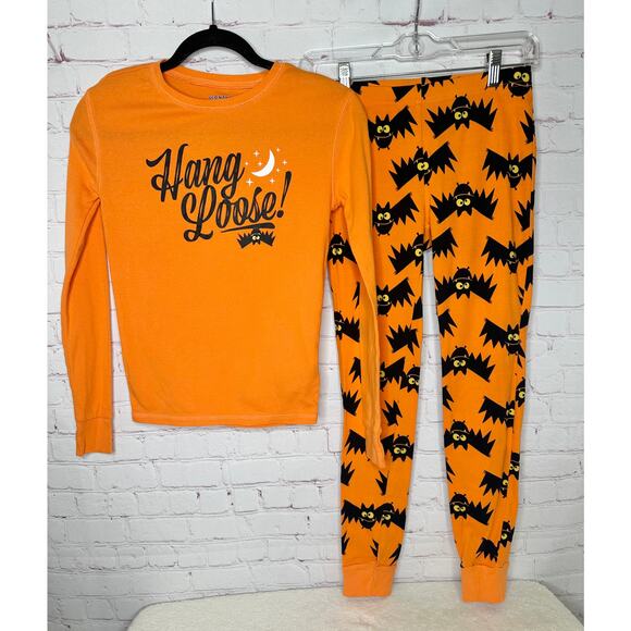 Old Navy 2 Piece Halloween Pajama Set Hang Loose Bats Kids XXL 14 Slim - Picture 2 of 5